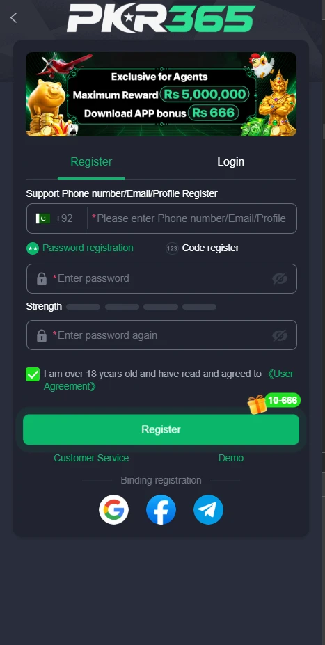 PKR365 Game Registration