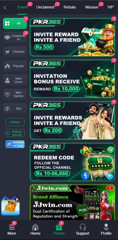 PKR365 Offers and Promotions